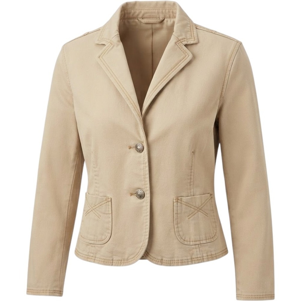 Gap Womens Khaki Cotton Twill Blazer Jacket 2 Beige Tan Workwear Casual